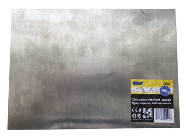 Cín pájecí Sn60Pb40 tabulka - 500g - pro profesionální použití