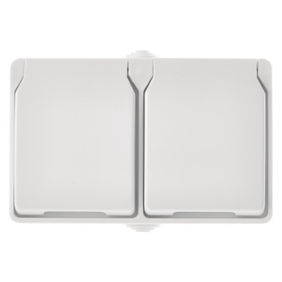 Zásuvka nástěnná dvojitá, bílá, IP44