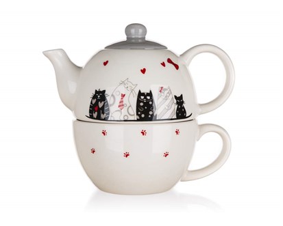 BANQUET Konvička keramická se šálkem CATS