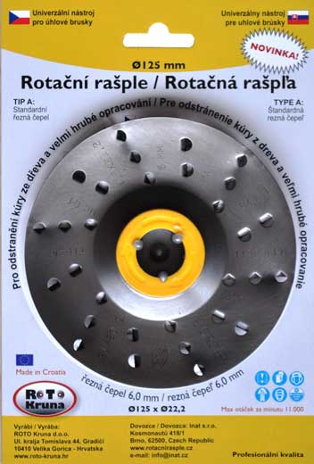 ROTO - Rotační rašple 125x22,2mm - 6,0mm - čepel extra hrubá, typ A