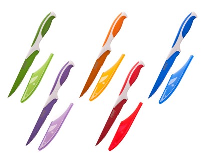 BANQUET Nůž na steak s nepřilnavým povrchem SYMBIO NEW 23,4 cm, mix barev, s pouzdrem na čepel