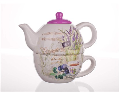 BANQUET Konvička keramická se šálkem LAVENDER, OK