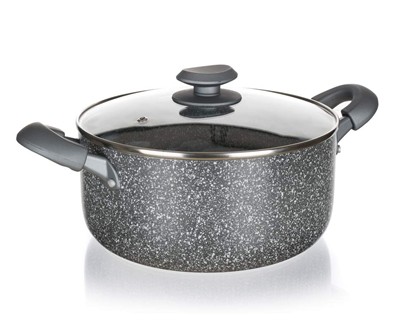 BANQUET Hrnec s nepřilnavým povrchem GRANITE PR 20 x 9,5 cm, se skleněnou poklicí