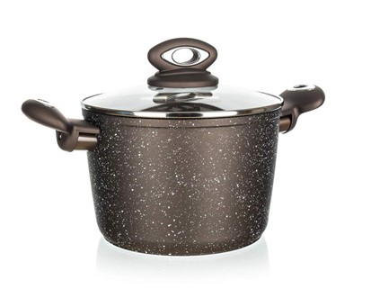 BANQUET Kastrol s nepřilnavým povrchem PREMIUM Dark Brown 20 x 13,5 cm, s poklicí