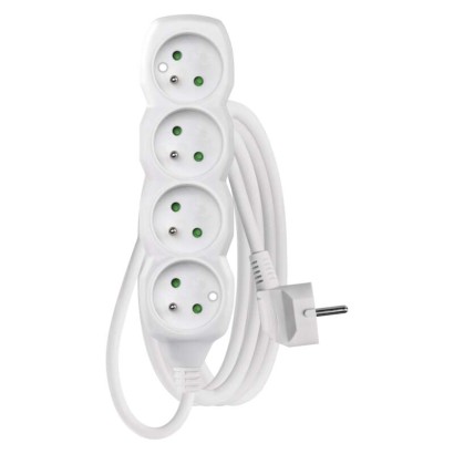 Prodlužovací kabel 2 m / 4 zásuvky / bílý / PVC / 1 mm2